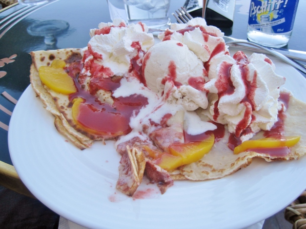 I would love a peach melba crepe right now